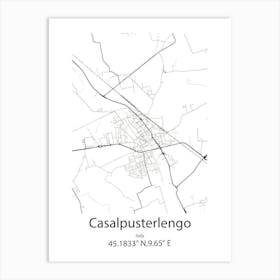 Casalpusterlengo,Italy Minimalist Map Art Print