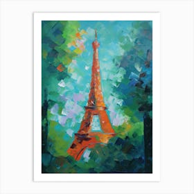Eiffel Tower Paris France David Hockney Style 1 Art Print