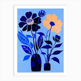 Blue Flower Illustration Calendula 1 Copy Art Print