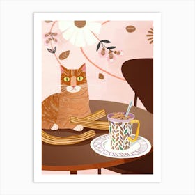 Cat And Churros 1 Art Print