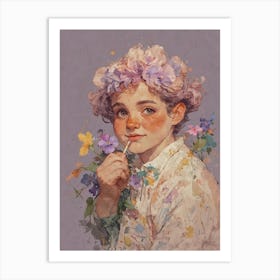 Girl With Flowers 7 Art Print