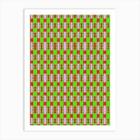 Green And Pink Checkered Pattern Art Print