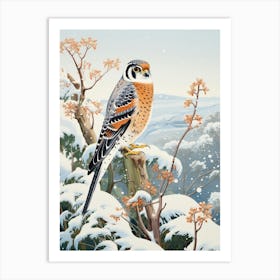 Winter Bird Painting American Kestrel 1 Art Print