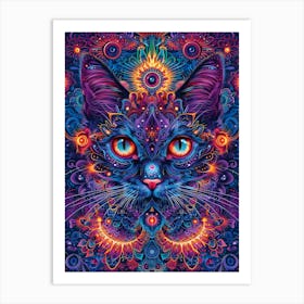 Psychedelic Cat 21 Art Print