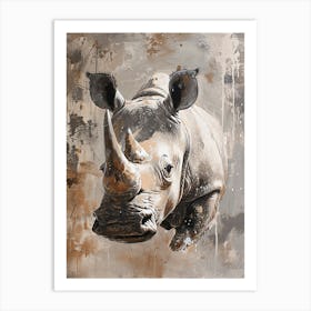 Watercolour Rhino 2 Art Print