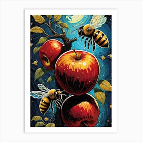 Bees And Apples Art Print