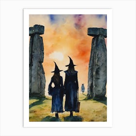 Winter Solstice at The Standing Stones ~ Witchy Stonehenge Yule Art Print Art Print