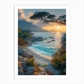 Sunset On The Beach Art Print