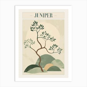 Juniper Tree Minimal Japandi Illustration 2 Poster Art Print