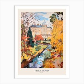 Autumn City Park Painting Villa Doria Pamphili Rome Italy 3 Poster Art Print