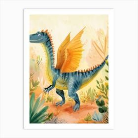 Cute Spinosaurus With Wings Watercolour Art Print