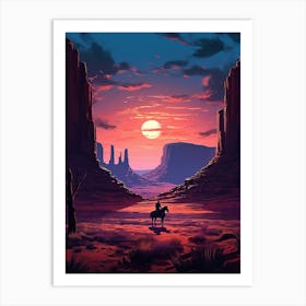 Cowboy In The Desert Art Print