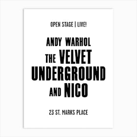 Warhol Velvet Underground And Nico Live Concert Poster Art Print