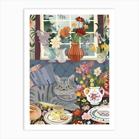 Tea Time With A British Shorthair Cat 4 Art Print