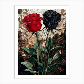 Black And Red Roses Art Print