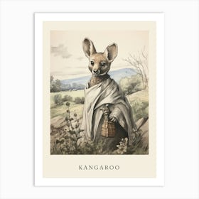 Beatrix Potter Inspired  Animal Watercolour Kangaroo Art Print