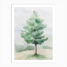 Juniper Tree Atmospheric Watercolour Painting 1 Art Print