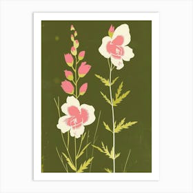 Pink & Green Delphinium 1 Art Print