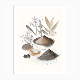 Black Salt Spices And Herbs Pencil Illustration 2 Art Print
