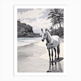 A Horse Oil Painting In Lanikai Beach Hawaii, Usa, Portrait 2 Art Print
