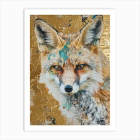 Fox Gold Effect Collage 1 Art Print