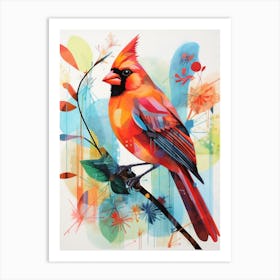 Bird Painting Collage Northern Cardinal 4 Art Print