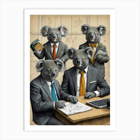 Koalas At Work Art Print