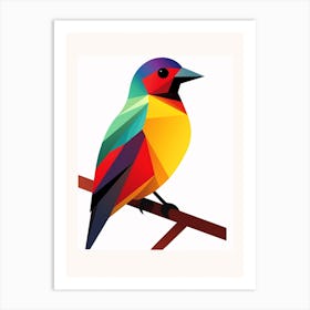 Colourful Geometric Bird Cowbird 1 Art Print