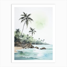 Watercolour Of Punaluu Beach   Hawaii Usa 3 Art Print