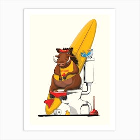 Warthog Using The Toilet Art Print