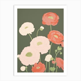 Ranunculus Flower Big Bold Illustration 4 Art Print