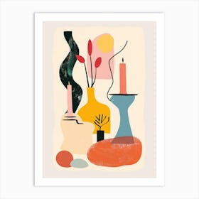 Abstract Candles Flowers 11 Art Print