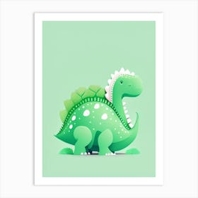 Iguanodon Cute Mint Dinosaur Art Print