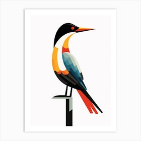 Colourful Geometric Bird Cormorant 2 Art Print