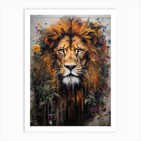 Lion Art Painting Mural Style 3 Art Print