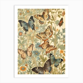 Butterflies And Flowers 1 Art Print