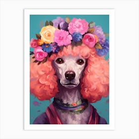 Poodle Portrait With A Flower Crown, Matisse Painting Style 1 Art Print