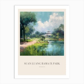 Suan Luang Rama Ix Park Bangkok Thailand Vintage Cezanne Inspired Poster Art Print