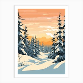 Vintage Winter Travel Illustration Lapland Finland 2 Art Print