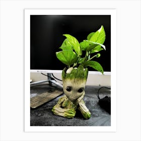 Guardians Of The Galaxy Groot With Money Plant Art Print