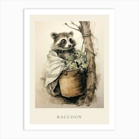 Beatrix Potter Inspired  Animal Watercolour Raccoon 2 Art Print