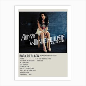 Amy Winie Hoiusie Back To By Amy Winehouse Art Print