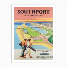 Southport On The Lancashire Coast Golf Vintage Poster Art Print
