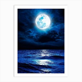 Abstract Dream Astronomy Landscape Celestial Ocean Cloud Halloween Light Moon Full Moon W (35) Art Print