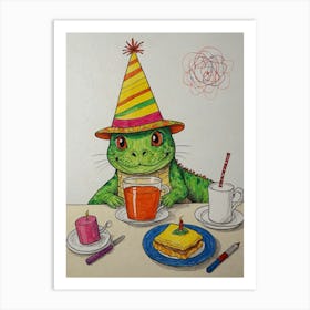 Birthday Lizard 2 Art Print