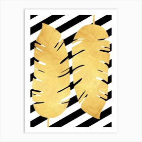 Golden tropical leaves 2 Art Print