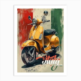 Italian Flag Vespa Scooter Poster Art Print