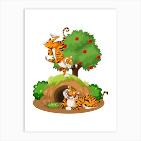 48.Beautiful jungle animals. Fun. Play. Souvenir photo. World Animal Day. Nursery rooms. Children: Decorate the place to make it look more beautiful. Art Print