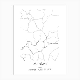 Maniwa,Japan Minimalist Map Art Print