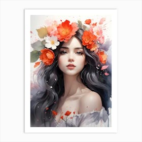 Girl With Flowers 10 Art Print